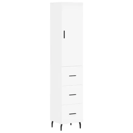 Buffet haut Blanc 34,5x34x180 cm Bois d'ingénierie 2