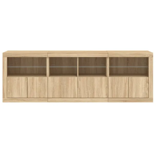 Buffet avec lumières LED chêne sonoma 202x37x67 cm