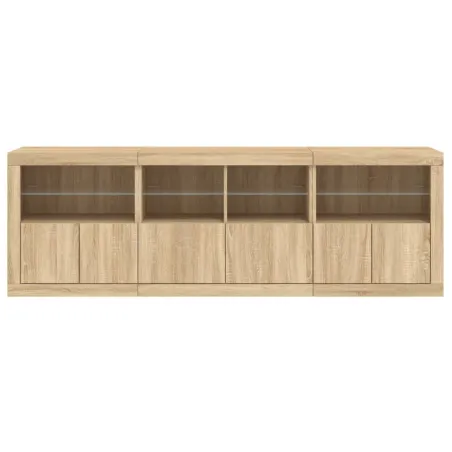 Buffet avec lumières LED chêne sonoma 202x37x67 cm