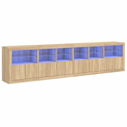 Buffet avec lumières LED chêne sonoma 283x37x67 cm 2