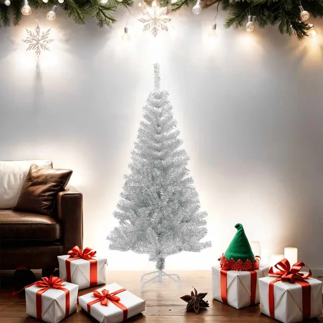Sapin de Noël artificiel avec support argenté 150 cm PET