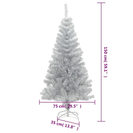 Sapin de Noël artificiel avec support argenté 150 cm PET