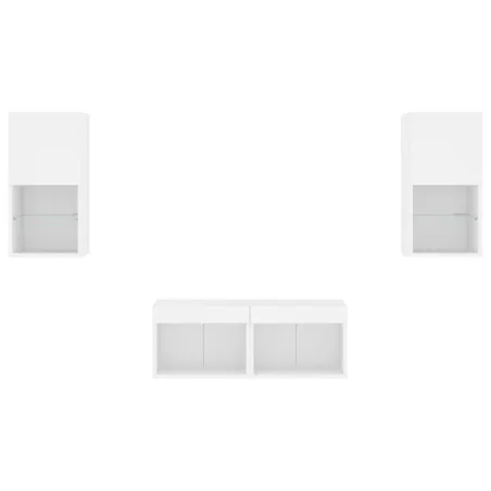 Meuble TV muraux 4 pcs avec lumières LED blanc