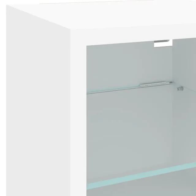 Unités murales TV avec LED 6 pcs blanc bois d'ingénierie