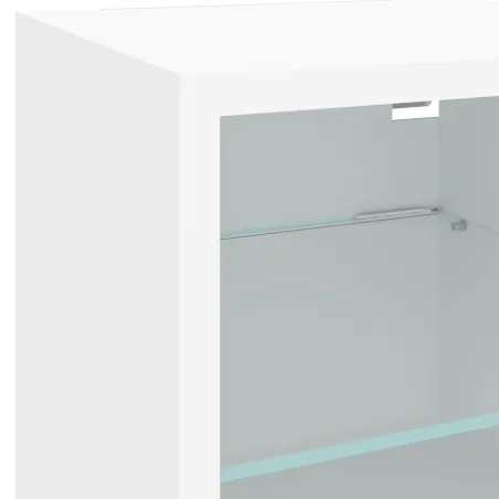 Unités murales TV avec LED 6 pcs blanc bois d'ingénierie