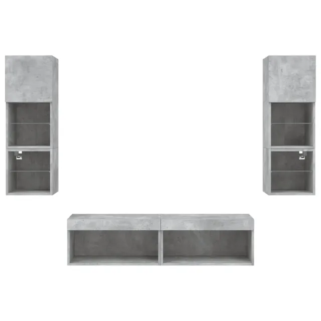 Unités murales TV avec LED 6 pcs gris béton bois d'ingénierie