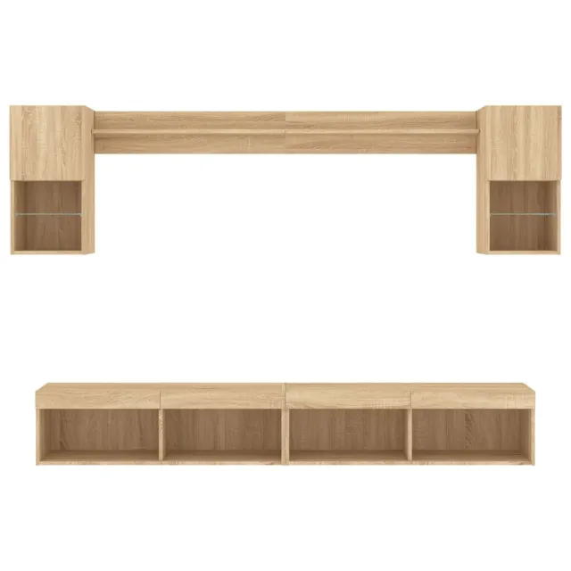 Unités murales TV avec LED 6 pcs chêne sonoma bois d'ingénierie