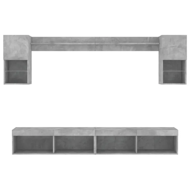 Unités murales TV avec LED 6 pcs gris béton bois d'ingénierie