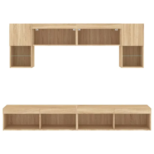 Unités murales TV avec LED 6 pcs chêne sonoma bois d'ingénierie