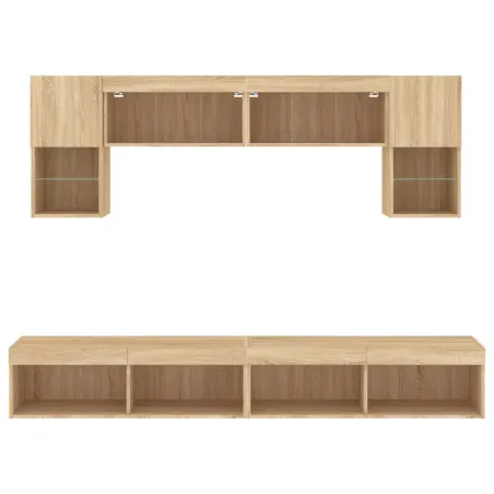 Unités murales TV avec LED 6 pcs chêne sonoma bois d'ingénierie