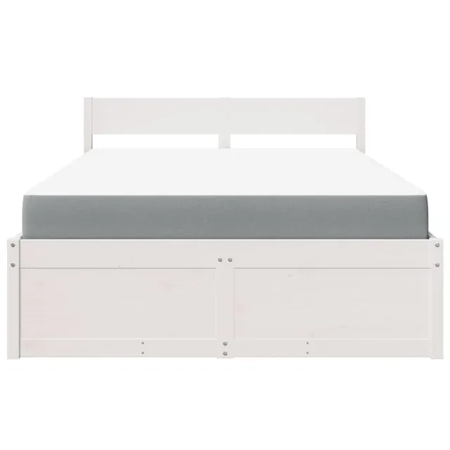 Lit avec tiroirs et matelas blanc 120x200 cm bois massif de pin