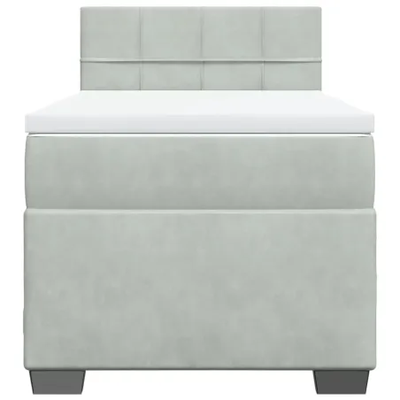 Sommier à lattes de lit et matelas Gris clair 100x200cm Velours