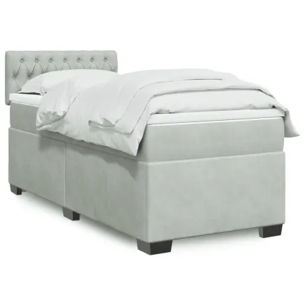 Sommier à lattes de lit et matelas Gris clair 100x200cm Velours