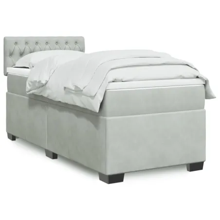 Sommier à lattes de lit et matelas Gris clair 100x200cm Velours