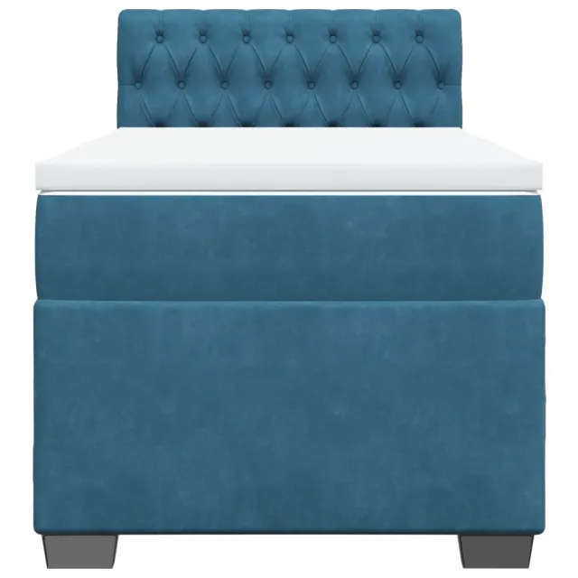 Sommier à lattes de lit avec matelas bleu 100x200 cm