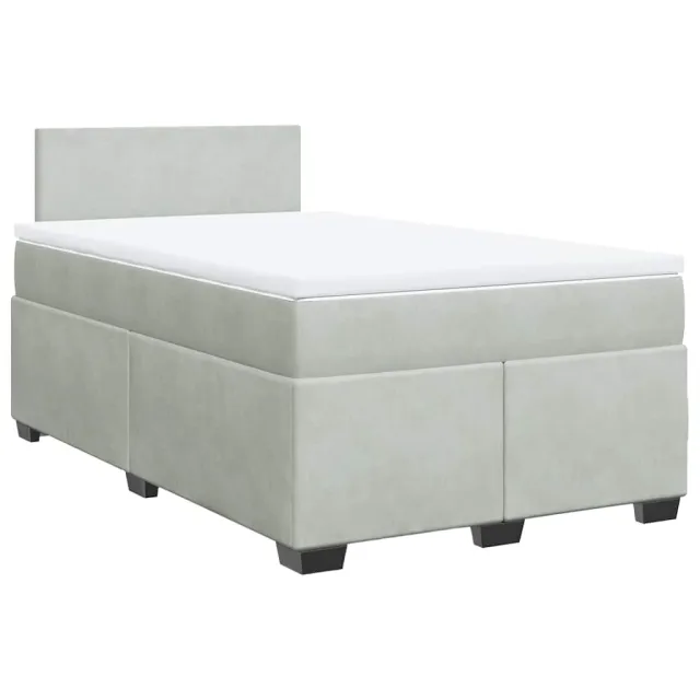 Sommier à lattes de lit et matelas gris clair 120x190cm velours