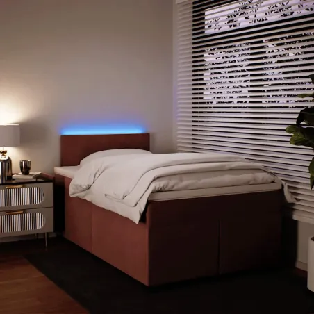 Sommier à lattes de lit avec matelas rose 120x190 cm velours