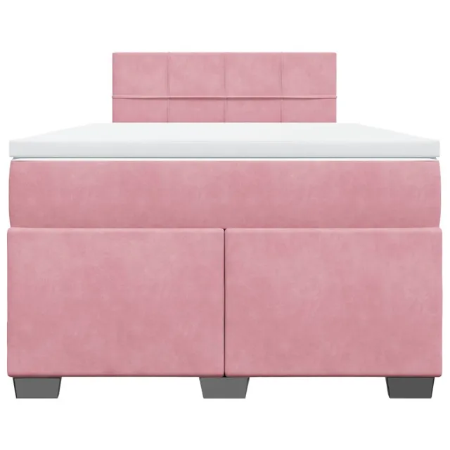 Sommier à lattes de lit avec matelas rose 120x190 cm velours