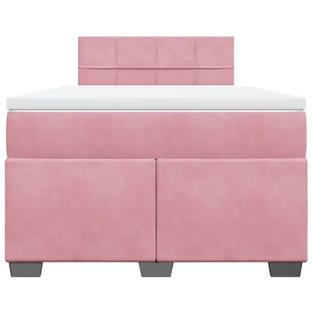 Sommier à lattes de lit avec matelas rose 120x190 cm velours