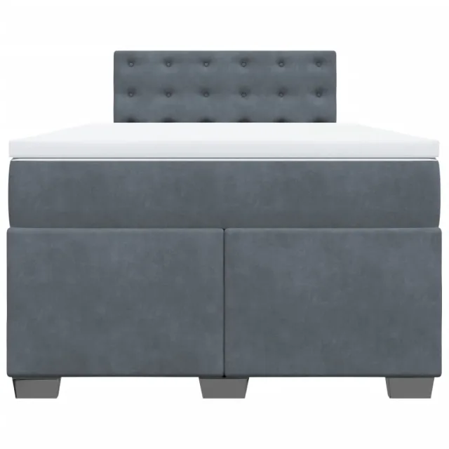 Sommier à lattes de lit et matelas gris foncé 120x190cm velours