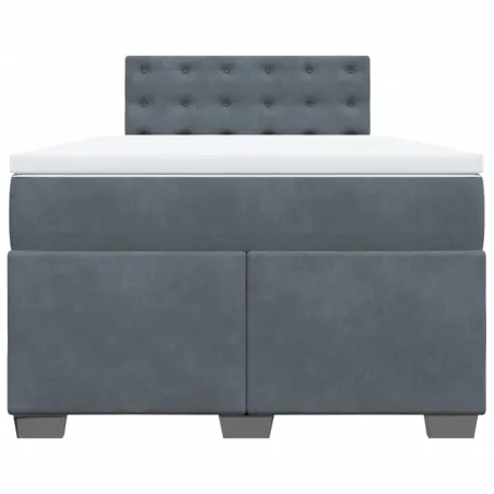 Sommier à lattes de lit et matelas gris foncé 120x190cm velours