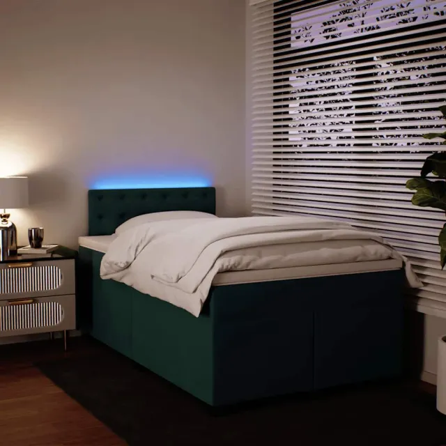 Sommier à lattes de lit avec matelas vert foncé 120x190 cm