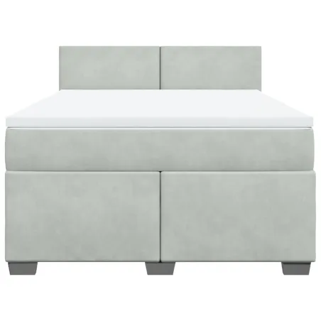 Sommier à lattes de lit et matelas Gris clair 140x190cm Velours