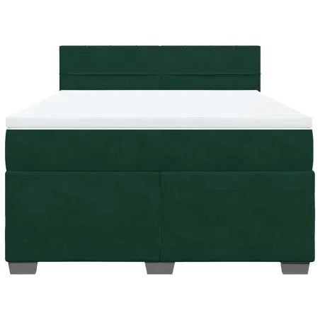 Sommier à lattes de lit et matelas Vert foncé 140x190cm Velours
