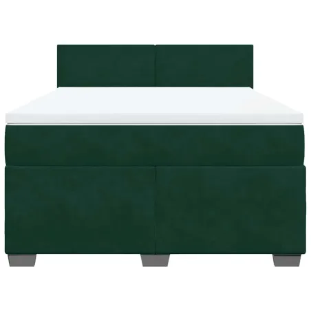 Sommier à lattes de lit et matelas Vert foncé 140x200cm Velours