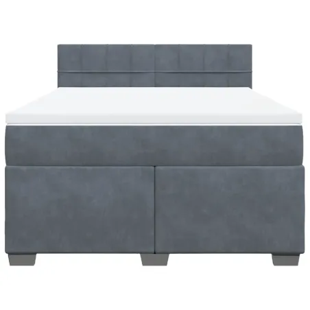 Sommier à lattes de lit et matelas Gris foncé 160x200cm Velours
