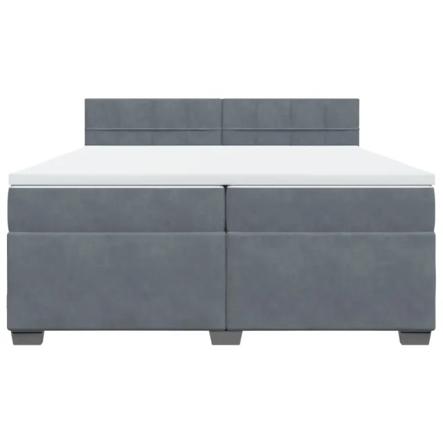 Sommier à lattes de lit et matelas Gris foncé 200x200cm Velours