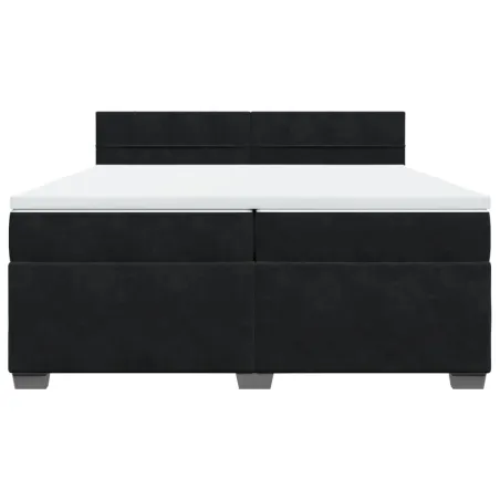 Sommier à lattes de lit et matelas Noir 200x200 cm Velours