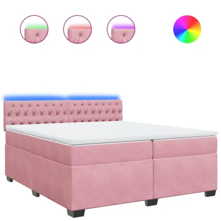 Sommier à lattes de lit avec matelas Rose 200x200 cm Velours 2