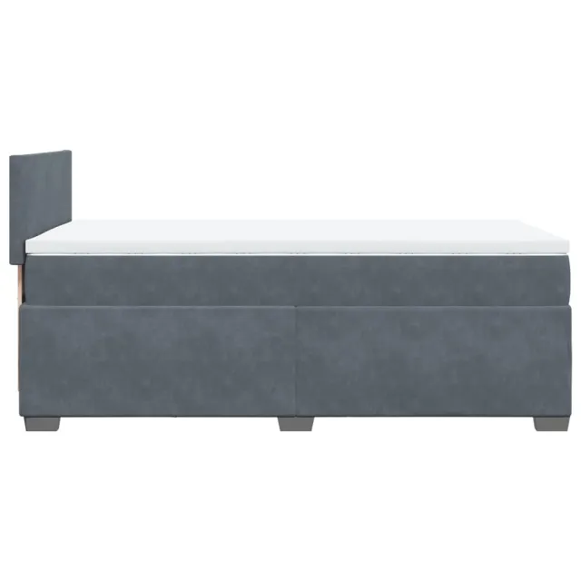 Sommier à lattes de lit avec matelas gris foncé 90x190 cm simple velours