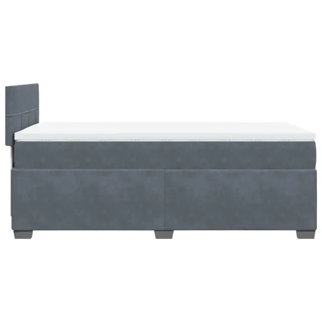 Sommier à lattes de lit avec matelas gris foncé 90x190 cm simple velours