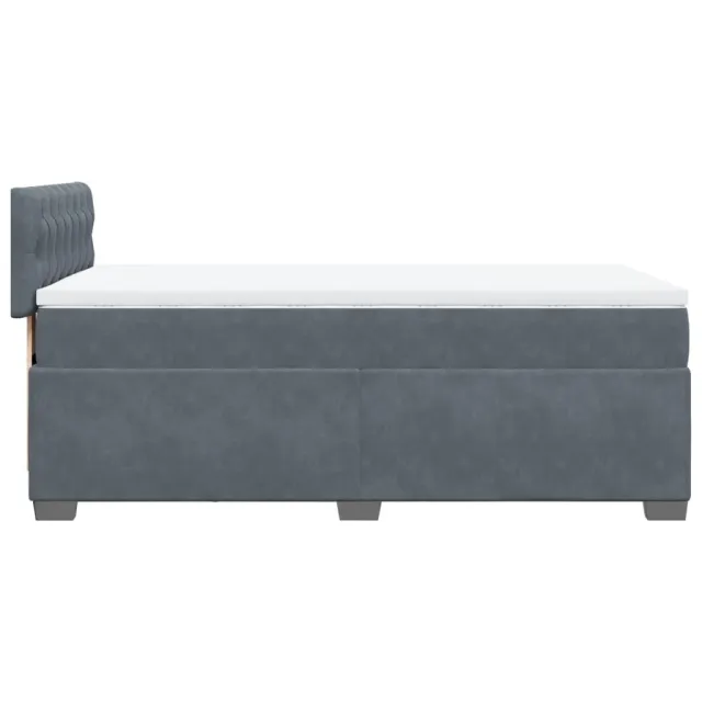 Sommier à lattes de lit avec matelas gris foncé 90x190 cm simple velours