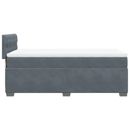 Sommier à lattes de lit avec matelas gris foncé 90x190 cm simple velours