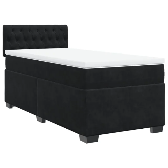 Sommier à lattes de lit avec matelas noir 90x190 cm simple velours