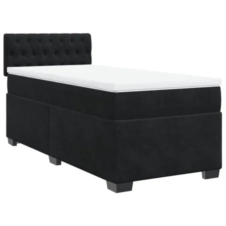 Sommier à lattes de lit avec matelas noir 90x190 cm simple velours