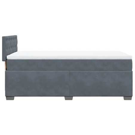 Sommier à lattes de lit avec matelas gris foncé 90x190 cm simple velours