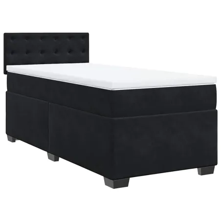 Sommier à lattes de lit avec matelas noir 90x190 cm simple velours