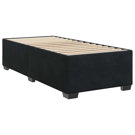 Sommier à lattes de lit avec matelas noir 90x190 cm simple velours
