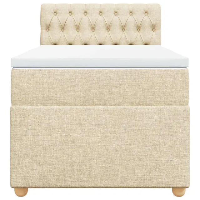 Sommier à lattes de lit avec matelas Crème 80x200 cm Tissu
