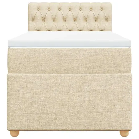 Sommier à lattes de lit avec matelas Crème 80x200 cm Tissu