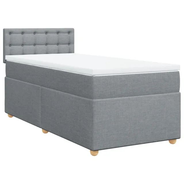 Sommier à lattes de lit avec matelas gris clair 80x200 cm tissu