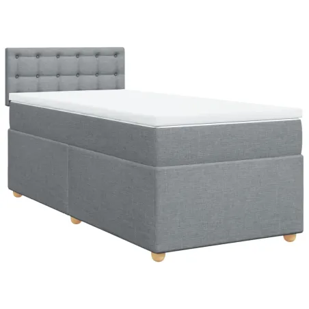 Sommier à lattes de lit avec matelas gris clair 80x200 cm tissu