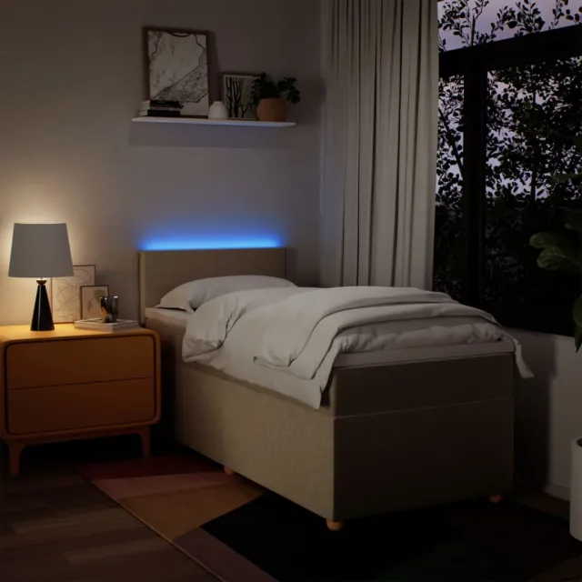 Sommier à lattes de lit et matelas Crème 90x190 cm Tissu