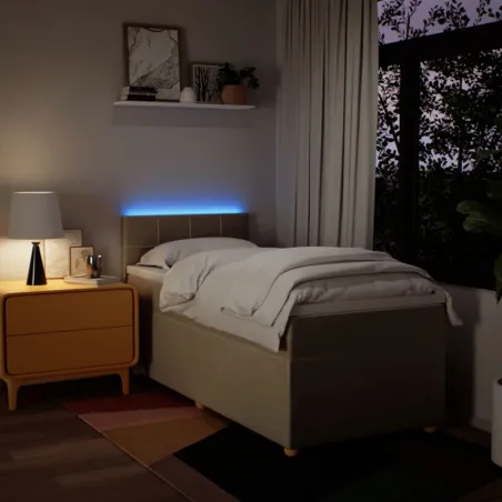 Sommier à lattes de lit et matelas Crème 90x190 cm Tissu