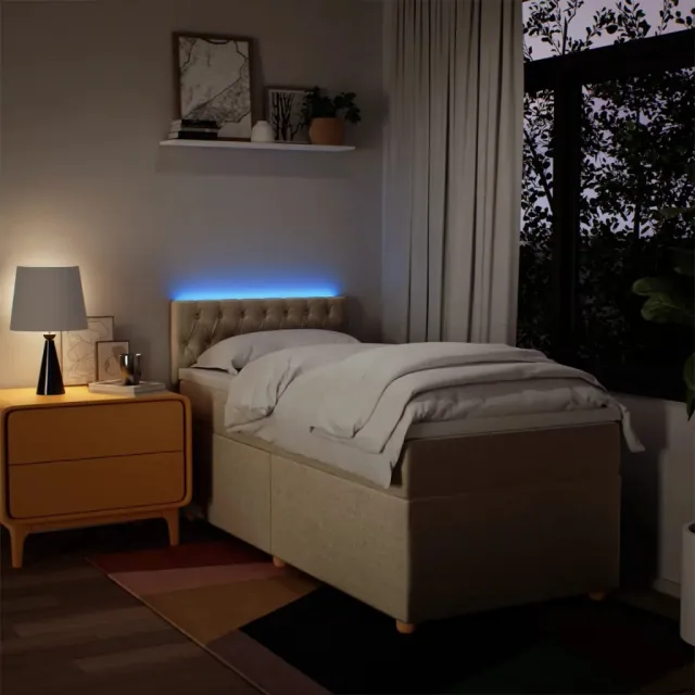 Sommier à lattes de lit et matelas Crème 90x190 cm Tissu