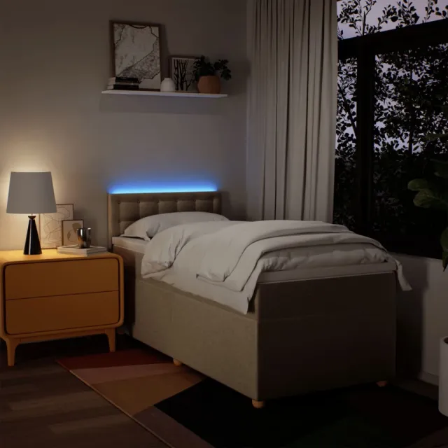 Sommier à lattes de lit et matelas Crème 90x190 cm Tissu